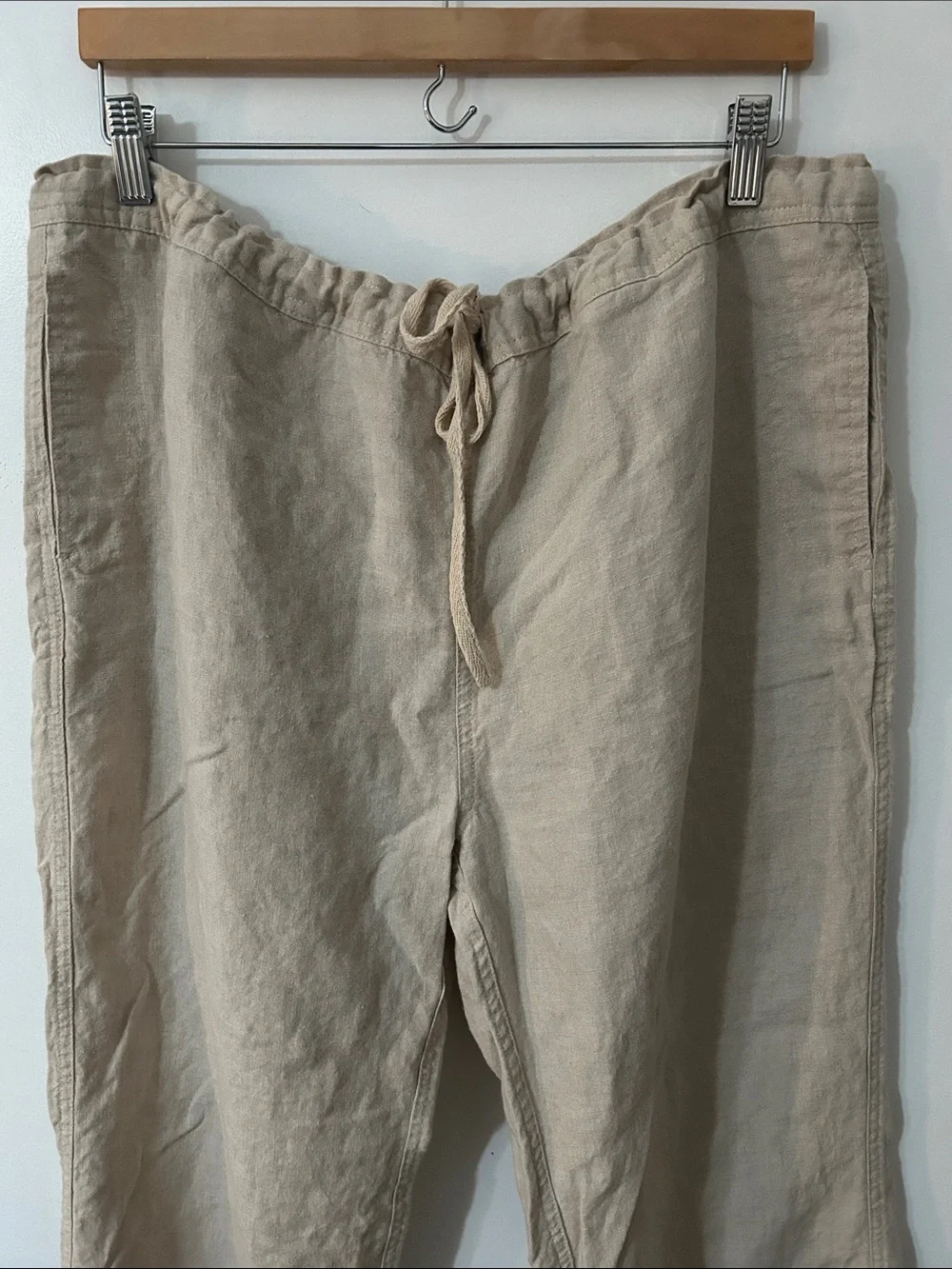 Island Importer Riviera Pant Casual Wide-Leg Linen Drawstring Pants Beach Size L